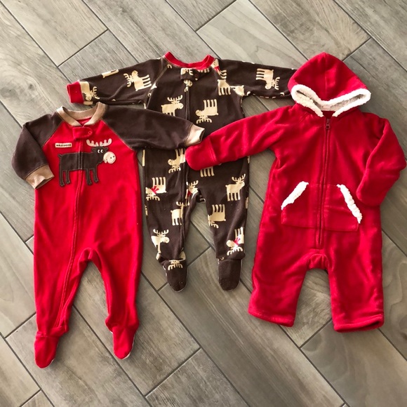 Carters Footed PJs + Old Navy One-Piece Fleece - Picture 1 of 6